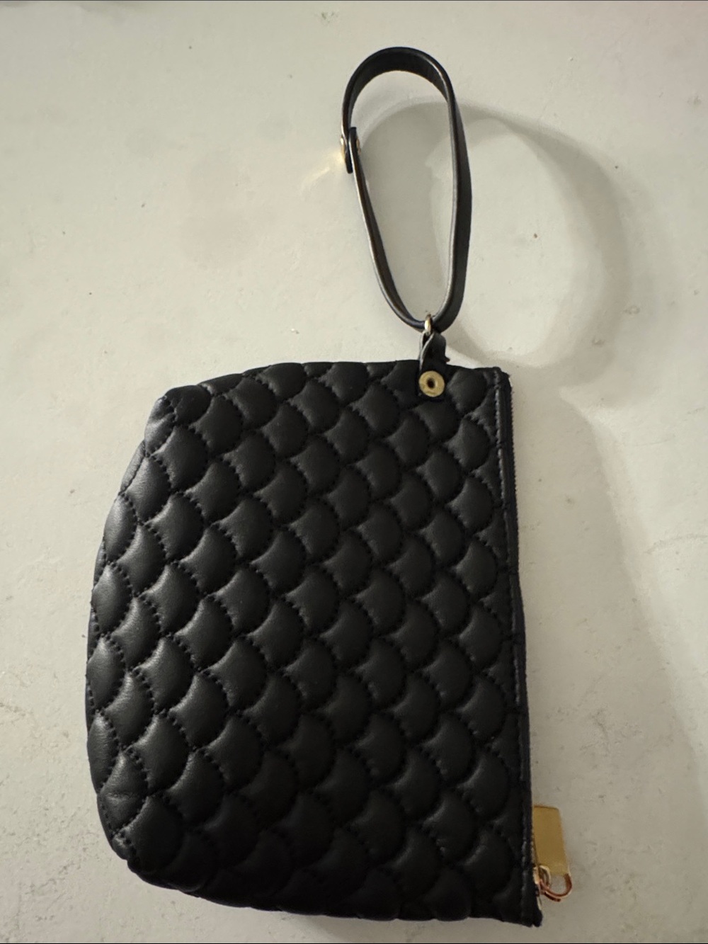 Italian Shoemakers Black Quilted Wristlet Clutch